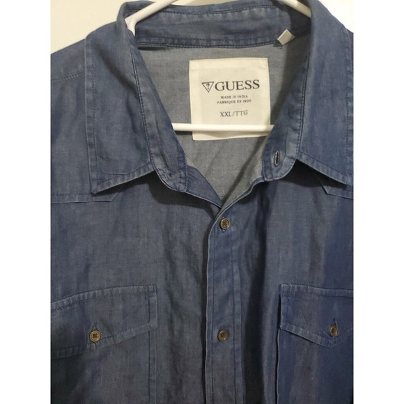 Guess Long Sleeve Shirt, Dark Blue, Size XXL - Picture 3 of 6